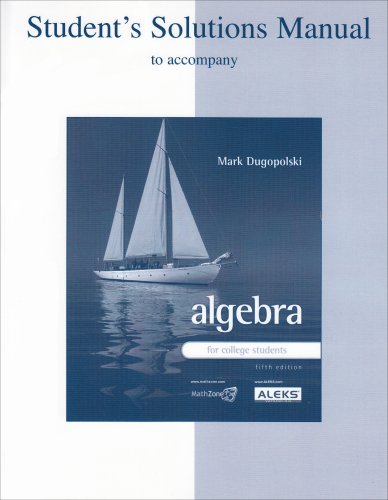 Imagen de archivo de Algebra for College Students Student's Solutions Manual a la venta por ThriftBooks-Atlanta