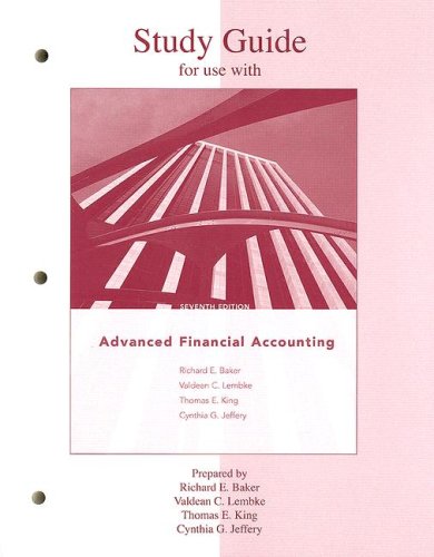 Imagen de archivo de Study Guide to accompany Advanced Financial Accounting a la venta por dsmbooks