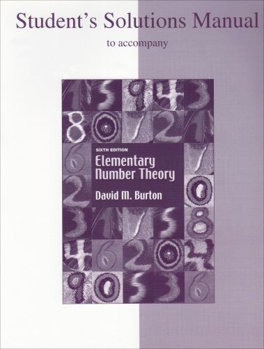 Imagen de archivo de Student's Solutions Manual to accompany Elementary Number Theory a la venta por GF Books, Inc.