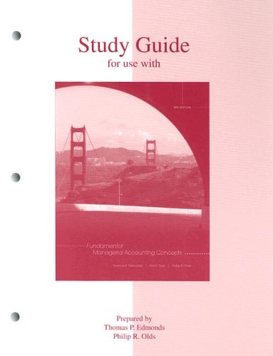 Imagen de archivo de Study Guide to accompany Fundamental Managerial Accounting Concepts a la venta por Better World Books