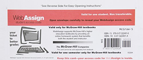 9780073224916: Webassign 1-semester Access Card