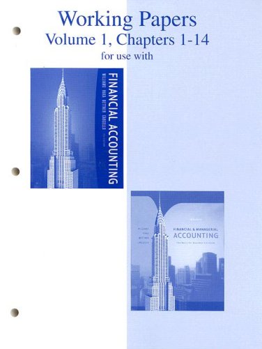 Beispielbild fr Working Papers, Volume 1, Chapters 1-14 to accompany Financial Accounting 13e, and Financial Managerial Accounting 14e zum Verkauf von Green Street Books