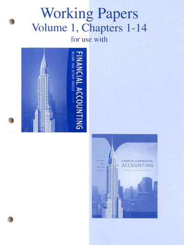 Stock image for Working Papers, Volume 1, Chapters 1-14 to accompany Financial Accounting 13e, and Financial Managerial Accounting 14e for sale by Green Street Books