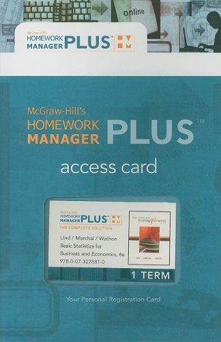 McGraw-Hill's Homework Manager Plus Access Code to accompany Lind's Basic Statistics for Business & Economics 6e (Standalone) (9780073278810) by Lind, Douglas; Marchal, William; Wathen, Samuel