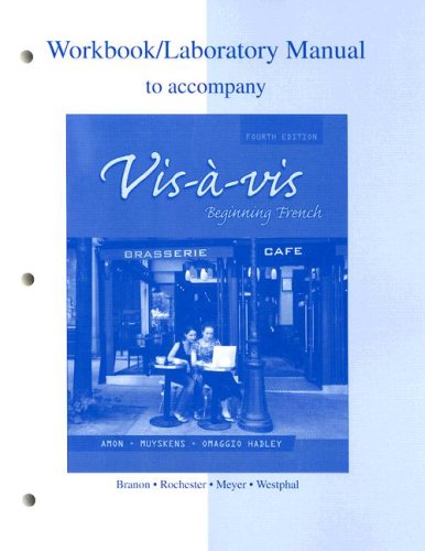 Beispielbild fr Workbook/Lab Manual to accompany Vis--vis: Beginning French zum Verkauf von Textbook Pro
