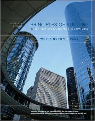 MP Principles of Auditing and Other Assurance Services with Updated Chapters 5, 6 And 7 (9780073291925) by Whittington,Ray; Pany,Kurt