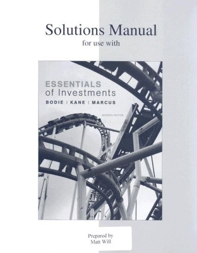Stock image for Solutions Manual to accompany Essentials of Investments for sale by Jenson Books Inc
