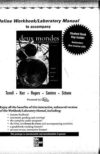 Imagen de archivo de Online Workbook/laboratory Manual to Accompany Deux Mondes: A Communicative Approach 6th Edition a la venta por a2zbooks