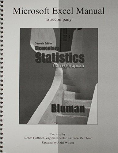 Stock image for Microsoft Excel Manual Elementary Statistics: A Step-By-Step Approach for sale by OwlsBooks