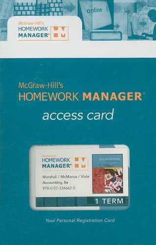 Homework Manager Passcode Card to accompany Accounting: What the Numbers Mean (9780073346625) by Marshall, David