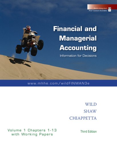 Stock image for Financial and Managerial Accounting Vol. 1 (Ch. 1-13) softcover with Working Papers for sale by BooksRun