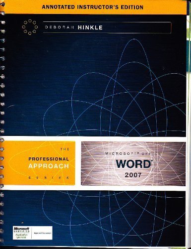 9780073368634: Title: Microsoft Office Word 2007 A Professional Approach