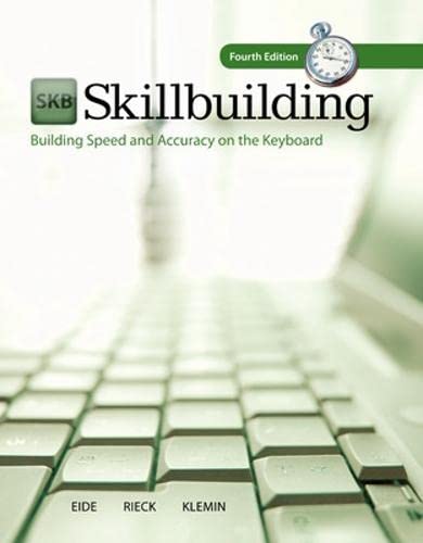Stock image for Skillbuilding: Building Speed and Accuracy on the Keyboard (Text Only) Building Speed and Accuracy on the Keyboard (Text Only) for sale by One Planet Books