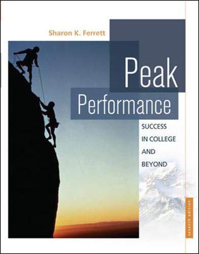 Beispielbild fr Peak Performance : Success in College and Beyond zum Verkauf von Better World Books