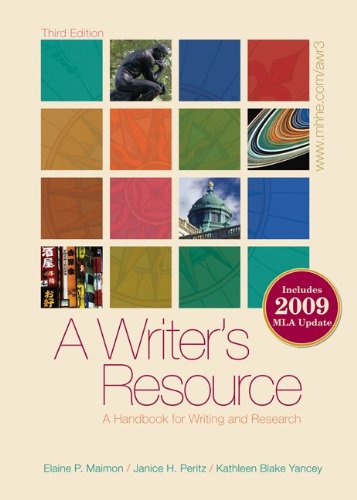 Imagen de archivo de A Writer's Resource (comb-bound) 2009 MLA Update, Student Edition a la venta por SecondSale