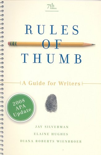 Stock image for Rules of Thumb, APA Update Edition for sale by Lexington Books Inc