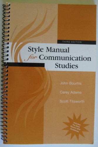 Beispielbild fr Style Manual for Communication Studies zum Verkauf von Gulf Coast Books