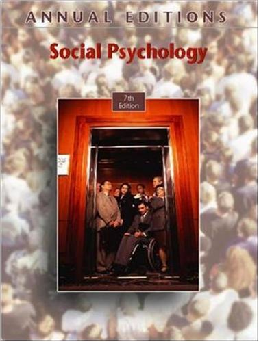 Imagen de archivo de Annual Editions: Social Psychology, 7/e a la venta por HPB-Red