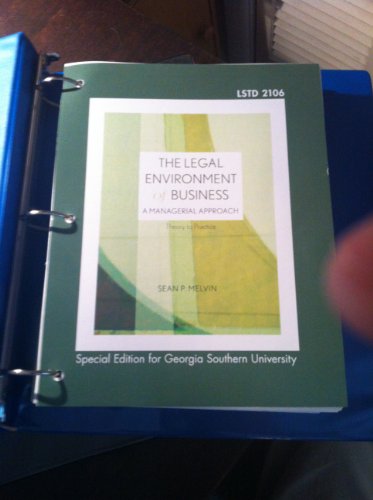 9780073399683: The Legal Environment of Business: A Managerial Approach (Special Edition for Georgia Southern University)