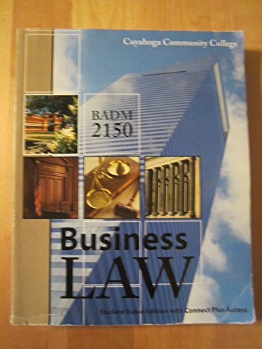 Imagen de archivo de Business Law: Cuyahoga Community College Edition a la venta por HPB-Red