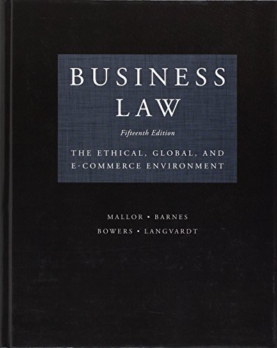 Business Law (9780073524986) by Mallor, Jane; Barnes, A. James; Bowers, L. Thomas; Langvardt, Arlen