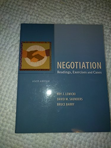 Beispielbild fr Negotiation : Readings, Exercises and Cases zum Verkauf von Better World Books
