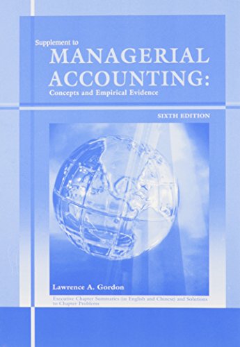 Stock image for Supplement to Managerial Accounting Concepts and Empirical Evidence for sale by Wonder Book