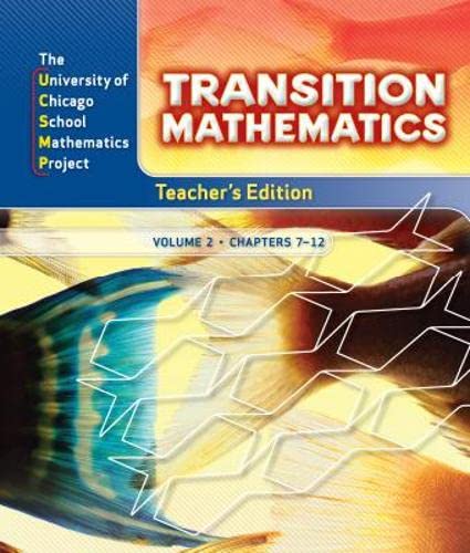9780076110001: Transition Mathematics: Teacher's Edition Volume 2