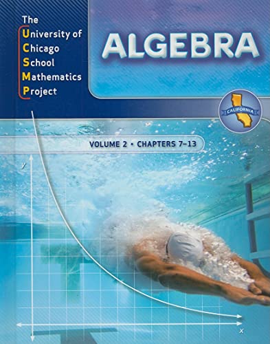 UCSMP Algebra, Volume 2: Chapters 7-13 (9780076159321) by Professor Susan Brown; R. James Breunlin; Mary H. Wiltjer