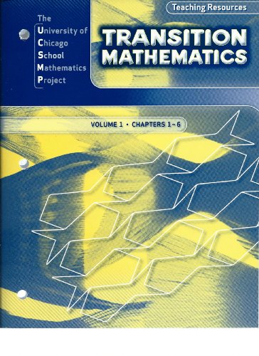 Stock image for UCSMP Transition Mathematics, Teaching Resources: Volume 1, Chapters 1-6 for sale by Solr Books