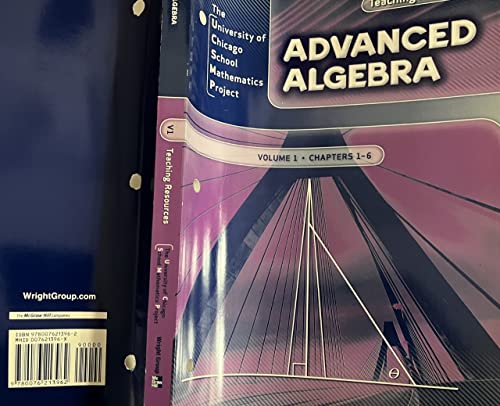 Imagen de archivo de UCSMP Advanced Algebra, Teaching Resources: Volume 1, Chapters 1-6 a la venta por Booksaver4world