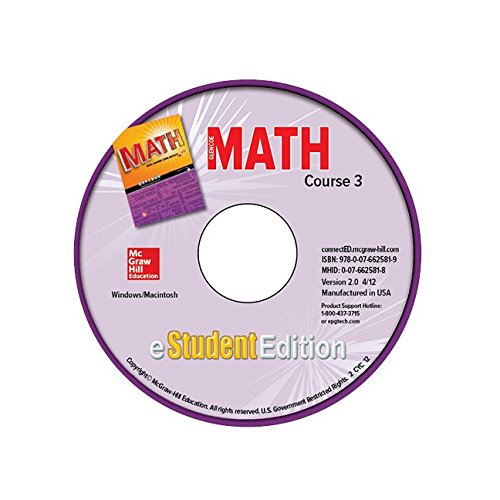 Glencoe Math, Course 3, eStudentEdition CD-ROM (MATH APPLIC & CONN CRSE) (9780076625819) by McGraw Hill