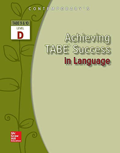 Imagen de archivo de Achieving TABE Success in Language, Level d Workbook a la venta por Better World Books