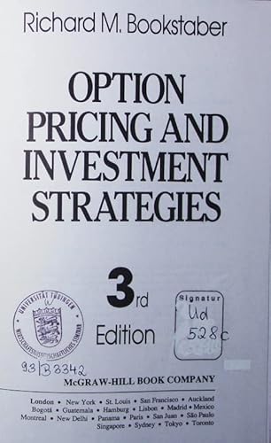 Beispielbild fr Option pricing and investment strategies zum Verkauf von Pukkiware