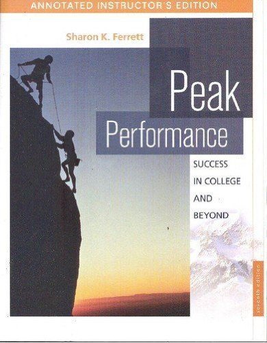 Stock image for Peak Performance: Success in College and Beyond for sale by HPB-Red