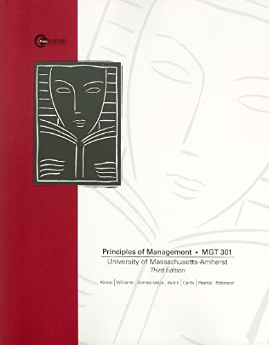 Stock image for Principles of Management, MGT 301: University of Massachusetts-Amherst for sale by Discover Books