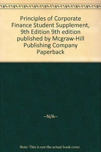 Stock image for Principles of Corporate Finance Student Supplement, 9th Edition for sale by HPB-Red