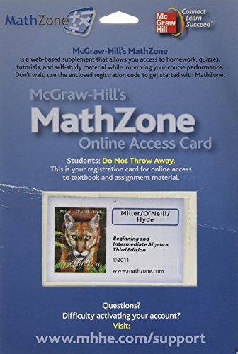 Stock image for MathZone Access Card for Beginning & Intermediate Algebra for sale by Campus Bookstore