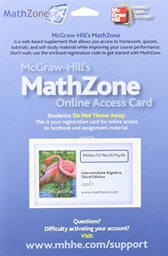 Stock image for Mathzone Access Card for Intermediate Algebra for sale by dsmbooks