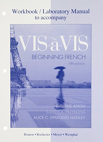 Imagen de archivo de Workbook/Lab Manual to accompany Vis-?-vis: Beginning French a la venta por SatelliteBooks