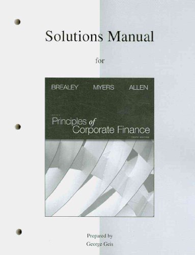 Beispielbild fr Solutions Manual to Accompany Principles of Corporate Finance zum Verkauf von Byrd Books