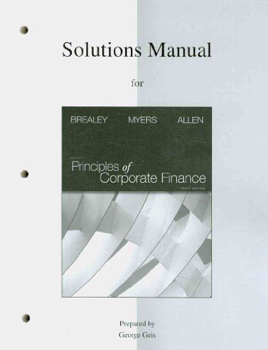 9780077316457: Solutions Manual to Accompany Principles of Corporate Finance