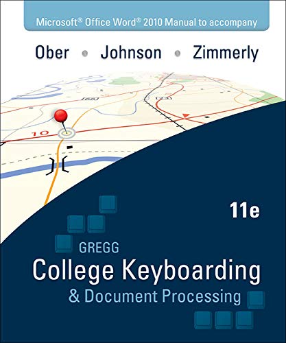9780077319373: Microsoft Office Word 2010 Manual to Accompany College Keyboarding & Document Processing