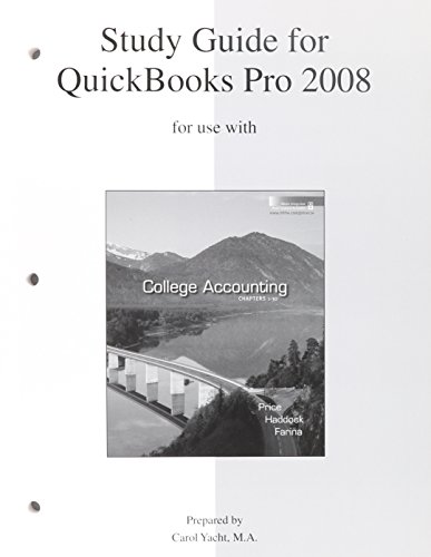 Beispielbild fr College Accounting Quickbooks Pro 2008 zum Verkauf von Ergodebooks