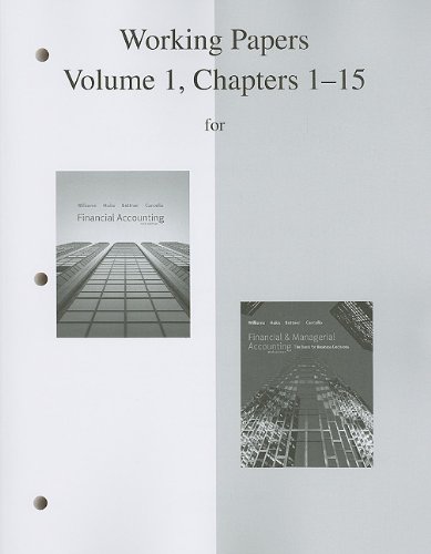 Stock image for Working Papers, Volume 1, Chapters 1-15 to accompany Financial & Managerial Accounting for sale by Seforim