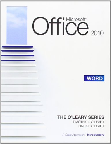 Imagen de archivo de Microsoft Office Word 2010 : A Case Approach, Introductory a la venta por Better World Books