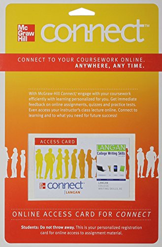 Connect Langan 2.0 Access Card for College Writing Skills with Readings (9780077348502) by Langan, John