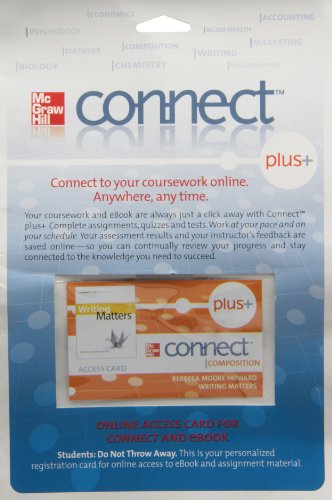 9780077386177: McGraw Hill Connect Plus Access Card; Composition (Writing Matters)