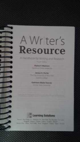 Beispielbild fr A Writers Resource (spiral) - Student Edition zum Verkauf von Hawking Books