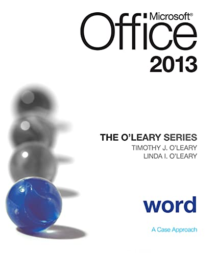Imagen de archivo de The O'Leary Series: Microsoft Office Word 2013, Introductory a la venta por HPB-Red